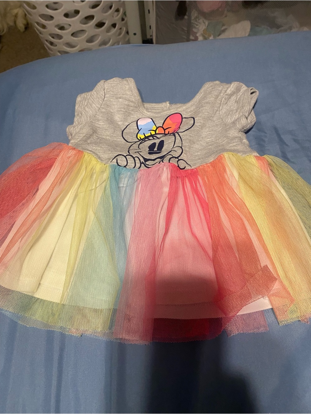 Disney Gray Top Multicolor Tulle Skirt Minnie Dress